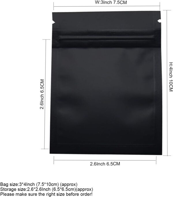 200pcs 3"X 4" Smell Proof Bags Resealable Mylar Bags Foil Pouch Double-Sided Flat Zip lock Bag Matte Black… - Image 4