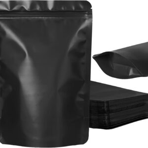 100 Pack Resealable Stand Up Bags,Smell Proof Pouch Sealable Foil Pouch Bags for Packaging（Black,3.5" x 5.1"）