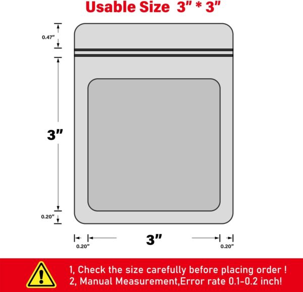 100-Pack Mylar Bags Resealable Sealable Holographic Zip Bag Jewelry Candy Sample Product Small Bussiness Packaging Supplies 3×3 Inch，Black - Image 2