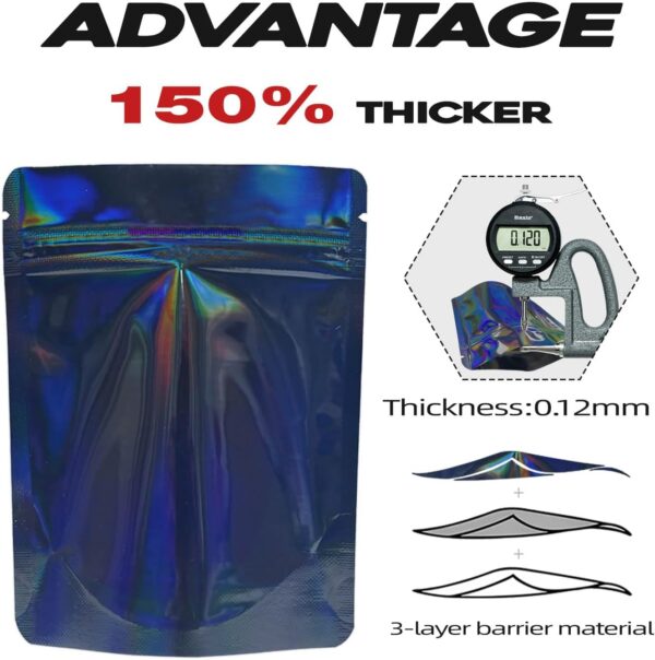 100 Pack Stand Up Pouch Bags, Zip Lock Resealable Mylar Bags for Food Storage, Heat Sealable Foil Packaging Baggies 4 x 5 Inches Cosmic Black - Image 2
