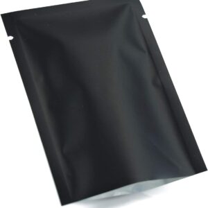 QQ Studio 100 PCS Metallic Mylar Foil Open Top Sealable Bags (12x18cm(4.7x7"), 100x Matte Black)
