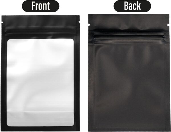 COLSEN Smell Proof Resealable Bags - Matte Black Mylar Bag 3x4 Inches (1oz) Strong Zipper Seal Clear Window Pouch for Food Storage, Candy, Snacks, Jewelry, Pills, Party Favors Packaging (100pack) - Image 5