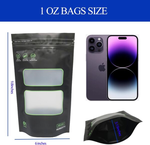 1 Ounce Bags,50 Pack Lock & Seal Storage & Curing Bags Heat Sealable upright terp bags 5.9" x 9.8" x 3.15" Inch (28g) - Image 2
