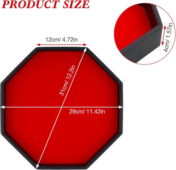Dice Rolling Tray, Felt Lined PU Leather Octagon Dice Tray for Dungeon Crawler Games, Red - Image 3