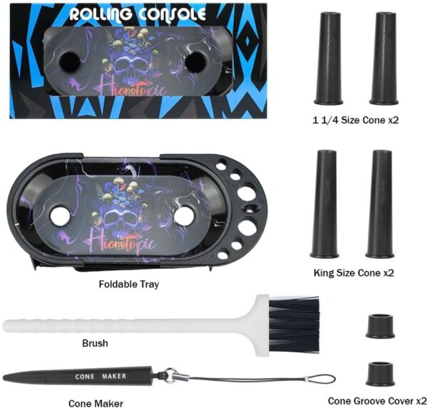 Pre Roll Machine, Mivikee Cigarette Rolling Machine, Rolling Tray Set for Cone, Cone Loader for King Size&1 1/4 Size, Includes Foldable Stand Cone Filler, Cone Funnel & Brush - Image 2