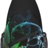 Marijuana Pot Leaf Weed Skull Crossbody Chest Bag for Women Men, Daypack Sling Backpack for Travel Sport Running Hiking