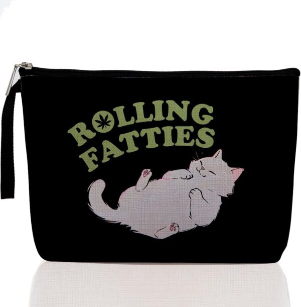 Funny Weed Gift Leaf Makeup Bag Cat Lover Gifts Cosmetic Bag for Women Nurse Cat Themed Gifts Zipper Pouch Bag Cat Lady Gifts Weed Stuff Weed Accessories Travel Toiletry Bag for Birthday Christmas