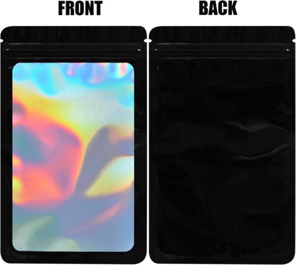 100-Pack Mylar Bags Resealable Sealable Holographic Zip Bag Jewelry Candy Sample Product Small Bussiness Packaging Supplies 3×3 Inch，Black - Image 4