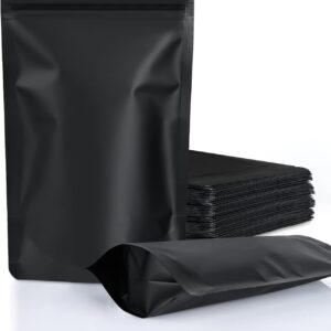 100 Pack Resealable Stand Up Bags,Smell Proof Pouch Sealable Foil Pouch Bags for Packaging (Black, 3.5" x 5.1")