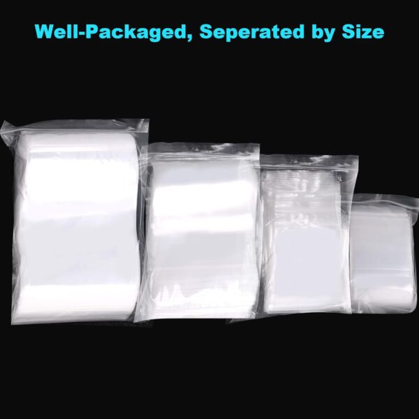 400 Pcs Small Plastic Bags, Resealable Clear Jewelry Bags, Small Baggies, Poly Reclosable Mini Bag, 4 Assorted Sizes 6x3.9 4.7x3.1 3.5x2.3 2.7x2IN, 2 Mil Zipper Bag for Jewelry Pill Packaging VOPTON - Image 5