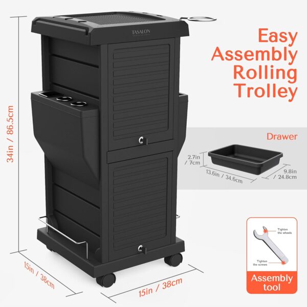 TASALON Ultimate Salon Station Cart 6 Lockable Trays & 2 Tray Holders - Image 5
