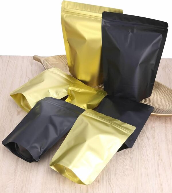 200 Pieces Resealable Mylar Bags(4.3x6.3inch, Matte Gold), Stand Up Zipper Lock Aluminum Foil Bag, Packaging for Small Businesses, Packaging Bags for Food/Nuts Storage - Image 6