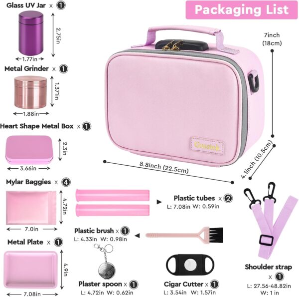 PU Leather Storage Bag with 10PCS Accessories, Portble Organizers Locking Box Case and Great Gift for Women, Childproof Storage Container Box 9 X 6 X 4 Inches (Pink) - Image 2