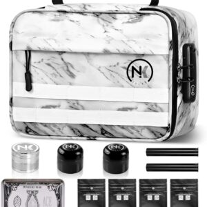 NKTOLEE Smell Proof Bag & Storage Box - Combination Lock, Resealable - Personal Organizer - Marble Case