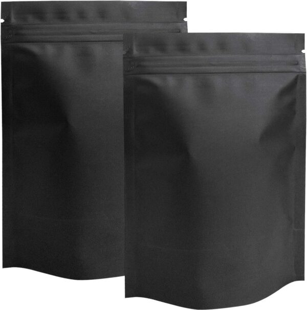 STUs 100 Pack Mylar Stand-Up Bags 5.5 x 7.9 Inch Smell Proof Bags Foil Pouch Double-Sided Mylar Bag Matte Black