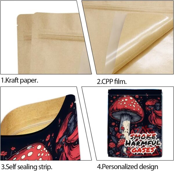 3.5g 3.94x4.92In 100 Pcs Kraft Paper Reusable Resealable Zipper Bags, Kraft Paper with PE Laminate, Ideal for Food Storage, Coffee, Tea, Snack, Candy, Small Business Packaging - Image 3