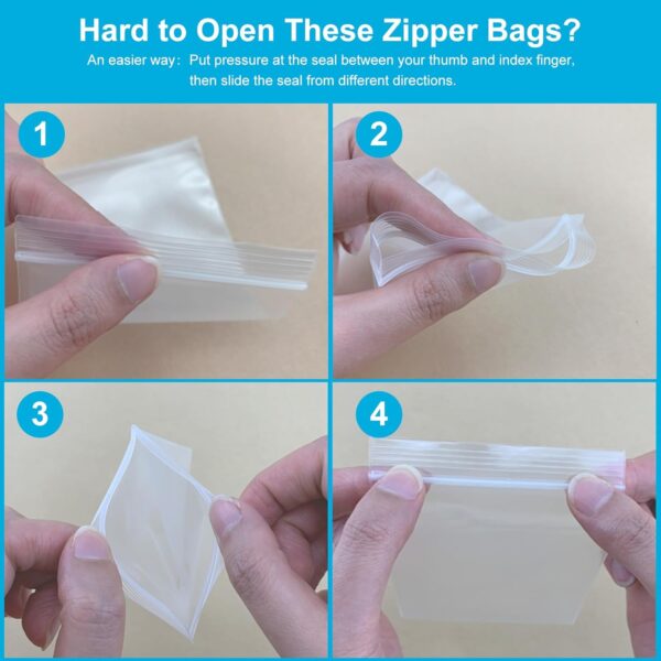 1.5''x 1.5'', (Pack of 100) 2 mil Thick Clear Plastic Reclosable Zip Poly Bags with Resealable Lock Seal Zipper for Photo, Jewelry, Bakery, Treats, Travel, Storage, Packaging & Shipping… - Image 7