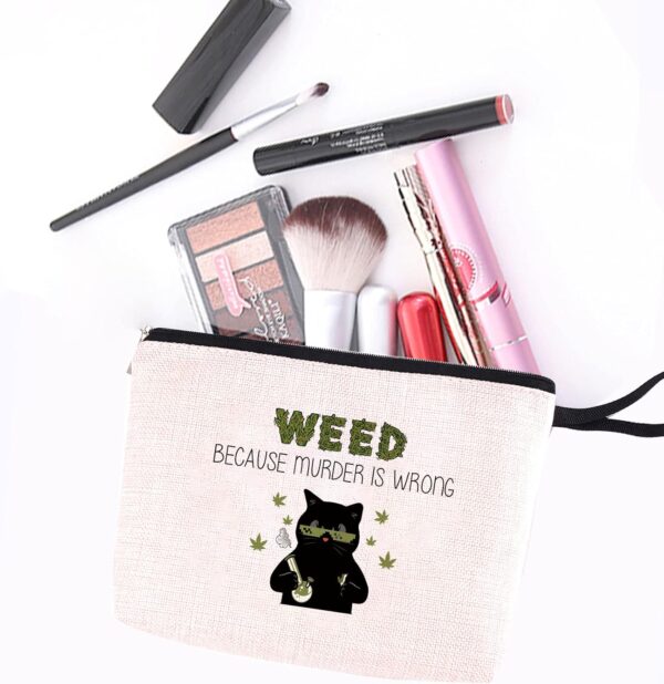 Hanamiya Na Funny Weed Leaf Makeup Bag Zipper Pouch Travel Bag Toiletry Bag for Women Stoner Friend Bestie Birthday Gifts, Funny Unique Humor Novelty Sarcasm Magic Makeup Bag - Because M is Wrong - Image 6