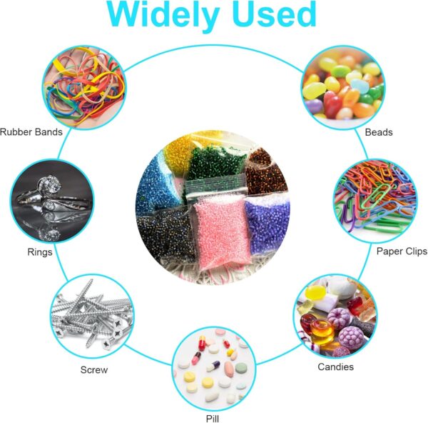 400 Pcs Small Plastic Bags, Resealable Clear Jewelry Bags, Small Baggies, Poly Reclosable Mini Bag, 4 Assorted Sizes 6x3.9 4.7x3.1 3.5x2.3 2.7x2IN, 2 Mil Zipper Bag for Jewelry Pill Packaging VOPTON - Image 7