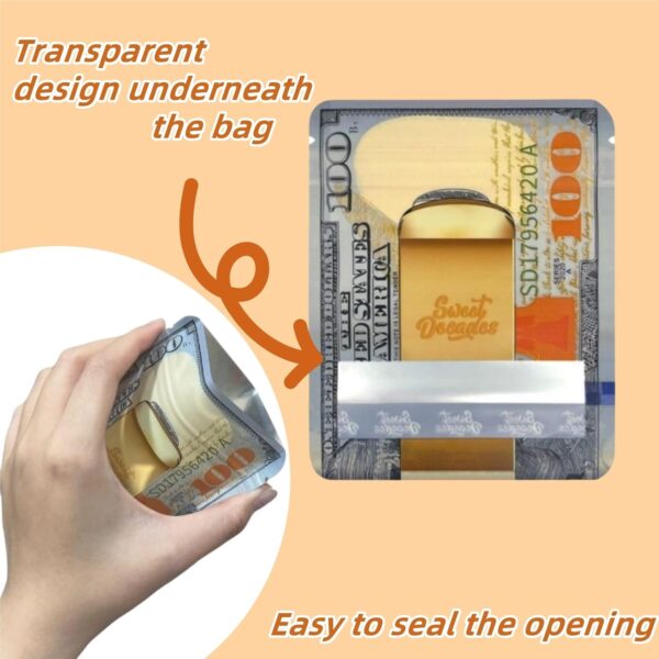 100 Pack 4 x 4.9 Inches Storage Bags, 3.5g Resealable Leakproof Smell-Proof Bags with Clear Window for Home, Office, and Travel, Great for Snacks, Candy, Jewelry, and Seeds - Image 4