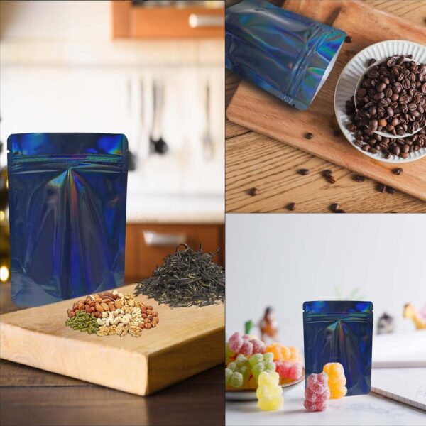 100 Pack Stand Up Pouch Bags, Zip Lock Resealable Mylar Bags for Food Storage, Heat Sealable Foil Packaging Baggies 4 x 5 Inches Cosmic Black - Image 4