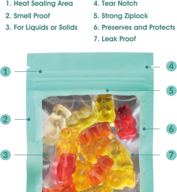 Mylar Bags with Ziplock 3.3 x 5.5" | 100 Bags | Robins Blue Egg | Sealable Heat Seal Bags for Candy and Food Packaging, Medications and Vitamins | For Liquid and Solids (Robins Blue Egg, 3.3" x 5.5") - Image 3