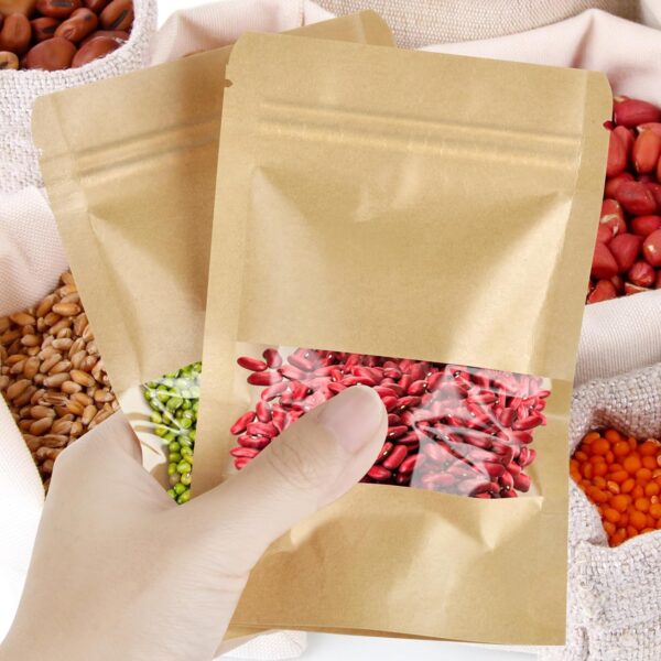 100 Pcs Small Resealable Seed Envelopes, Mini Zip Lock Kraft Bags with Window, 3.5"x5.5" Coffee Sample Bags Resealable Ziplock Bags, Small Business for Samples Bags, Food Storage Bags - Image 4
