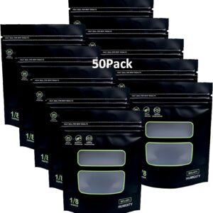 50pcs Storage Terp Bags - 58%-62% RH 2-Way Humidity Control Resealable Bags for Curing & Storage (1/8 oz)