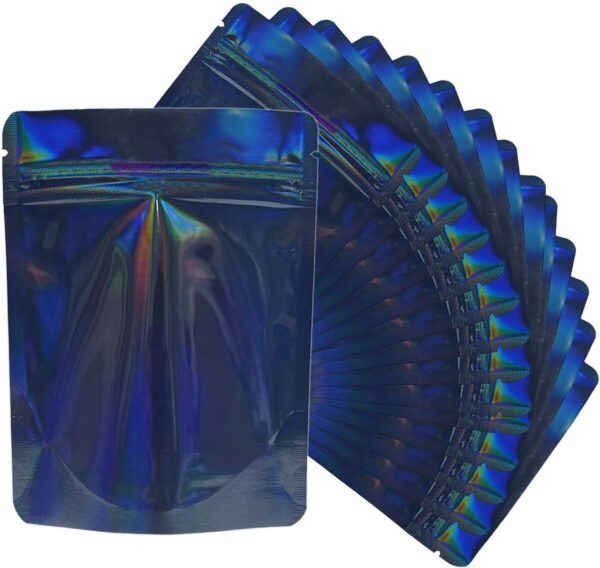 100 Pack Stand Up Pouch Bags, Zip Lock Resealable Mylar Bags for Food Storage, Heat Sealable Foil Packaging Baggies 4 x 5 Inches Cosmic Black