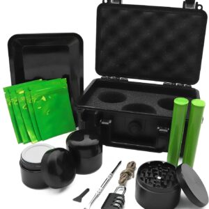Vakuny Smell Proof Storage Box - ABS Plastic Storage Container with Lock - Portable Waterproof Box - Black Padded Storage Box - 14 Piece Accessories Kit Set Suit for Travel Gifts
