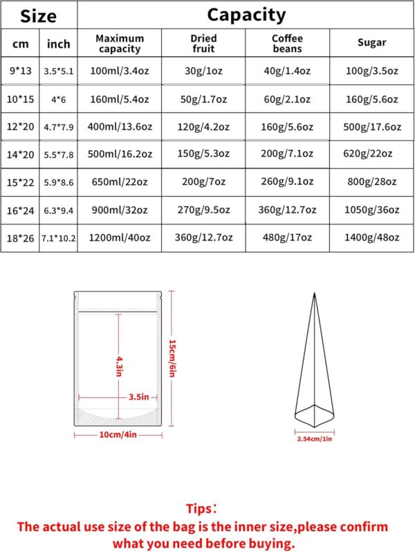 100 Pack Smell Proof Bags, Resealable Bags with Matte Window, Foil Pouch Stand Up Sealable Bags for Packaging(Gold,4" x 6") - Image 2