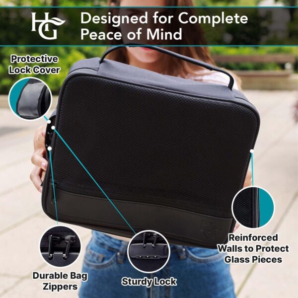 Herb Guard XL Smell Proof Bag & Airtight Case with Combination Lock (Container Holds Up to 5 Ounces) - Includes YKK Zippers, 250ml / Half oz Smell Proof Jar, Built in Tray & Travel Bags (Black) - Image 4