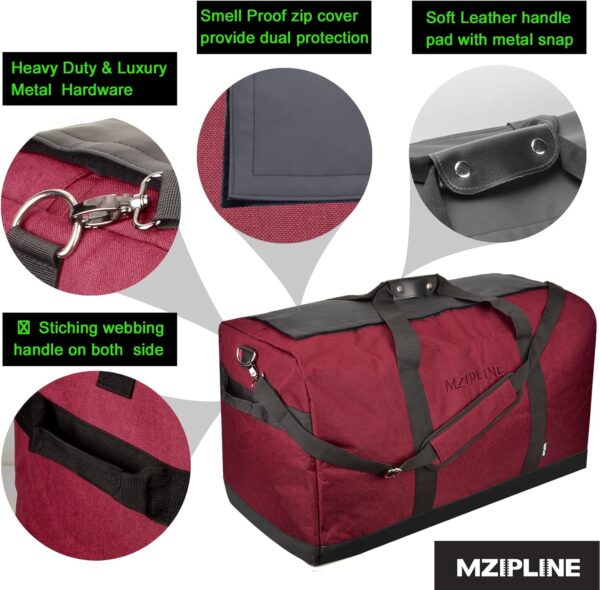 Smell Proof Duffle Bag,130L Foldable Travel Duffel Bag Large Scent Odor Proof Sport Gym Overnight Weekender Bag,Big Capacity Smell Proof Stash Travel Duffel Bag With Carbon Lining - Image 2