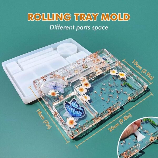 6 PCS Silicone Molds for Resin - Large Resin Molds with Rolling Tray Mold and Resin Grinder Mold for Grind and Storage, DIY Resin Epoxy Kit - Image 2