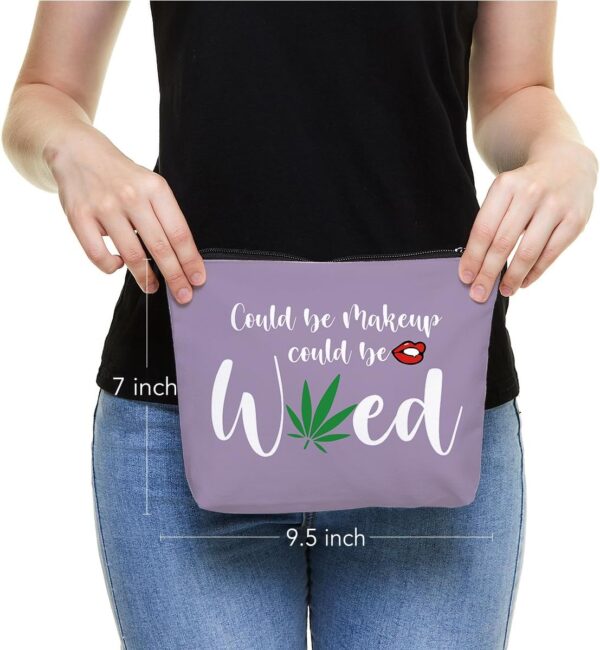 Makeup Bag, Travel Cosmetic Bag, For Women Best Friends Sister Funny Weed Gifts, Small Makeup Zipper Pouch Travel Accessories Organizer Bag Toiletry Case Gifts for Birthday Christmas. Purple - Image 2