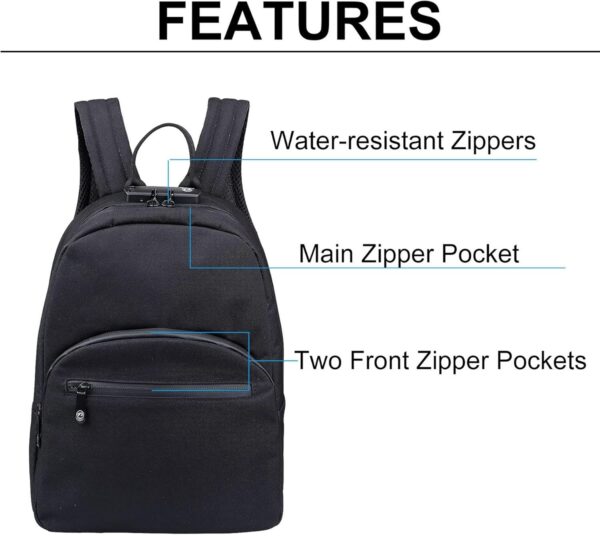 FIREDOG Mini Smell Proof Backpack with Lock for Men Women, Smell Proof Bookbag for Travel (Black) - Image 6