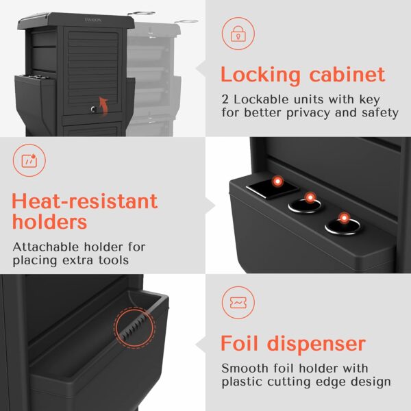 TASALON Ultimate Salon Station Cart 6 Lockable Trays & 2 Tray Holders - Image 4