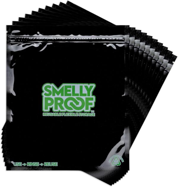 10pk LARGE Black Reusable Bags, Washable Ziplock Bags, US-Made, BPA & PEVA FREE, Non-Silicone Zip Lock Reusable Food Storage Bags, 4-MIL Reusable Freezer Bags, 10 x Smelly Proof Bags Quart 8.5" x 10"