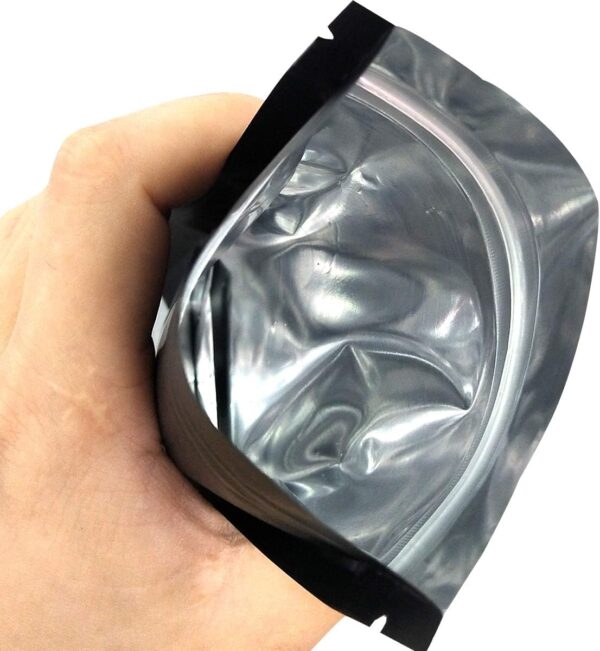 STUs 100 Pack Smell Proof Stand-Up Bags 4 x 6 Inch Resealable Mylar Bags Foil Pouch Double-Sided Bag Matte Black - Image 4