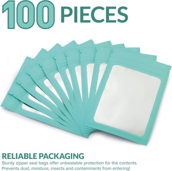Mylar Bags with Ziplock 3.3 x 5.5" | 100 Bags | Robins Blue Egg | Sealable Heat Seal Bags for Candy and Food Packaging, Medications and Vitamins | For Liquid and Solids (Robins Blue Egg, 3.3" x 5.5") - Image 2