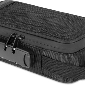 Smell Proof Bag, Carbon Lined Smell Proof Stash Box, Smell Proof Container with Combination Lock, Odor Proof Bags for Portable Travel Storage (Black)