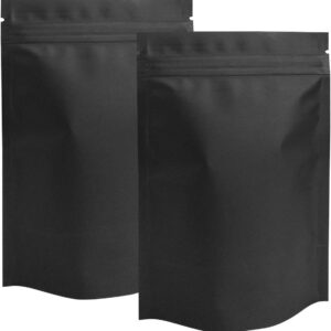 STUs 100 Pack Smell Proof Stand-Up Bags 4 x 6 Inch Resealable Mylar Bags Foil Pouch Double-Sided Bag Matte Black