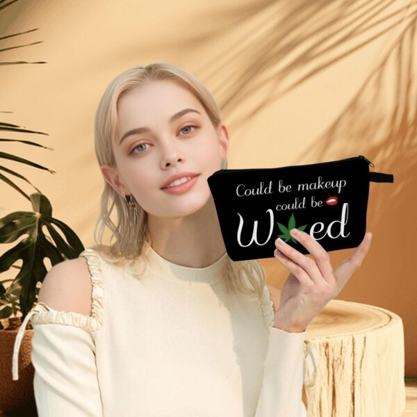 Could Be Makeup Could Be Weed Funny Makeup Bag Friend Gifts Funny Weed Leaf Cosmetic Bag Travel Accessories Organizer Bag Toiletry Case For Women Best Friends Sister Weed Gifts(Balck) - Image 4