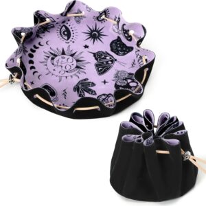 CiyvoLyeen Rolling Black Drawstring Bag with Felt DND Dice Tray - Perfect for RPG Players, Tabletop Gamers, DND Accessories Gifts - Ideal for Jewelry, Coins, Keys