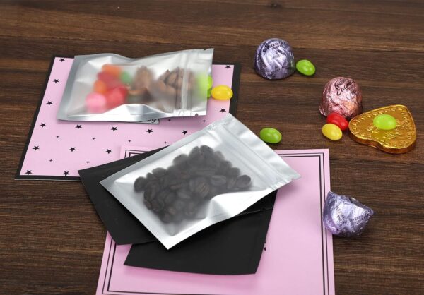 100 Pcs 5x7 inch Smell Proof Bags Resealable Mylar Bags Zip lock Foil Pouch Bags Clear Window Matte Black Food Safe Storage Packing - Image 6
