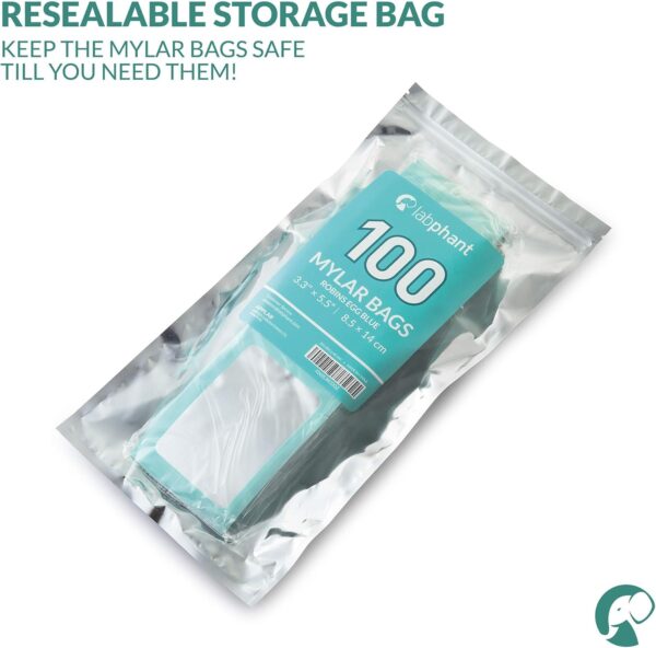 Mylar Bags with Ziplock 3.3 x 5.5" | 100 Bags | Robins Blue Egg | Sealable Heat Seal Bags for Candy and Food Packaging, Medications and Vitamins | For Liquid and Solids (Robins Blue Egg, 3.3" x 5.5") - Image 7