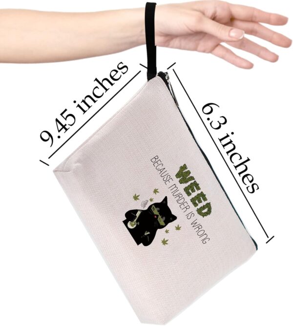 Hanamiya Na Funny Weed Leaf Makeup Bag Zipper Pouch Travel Bag Toiletry Bag for Women Stoner Friend Bestie Birthday Gifts, Funny Unique Humor Novelty Sarcasm Magic Makeup Bag - Because M is Wrong - Image 3