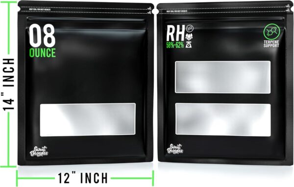 15 Pack - 1/2 Pound Terpene Curing Bags 58%-62% Humidity Control - Lock & Seal Storage Heat Sealable 14x12x5 Inch (8oz, 1/2 lb) - Image 4