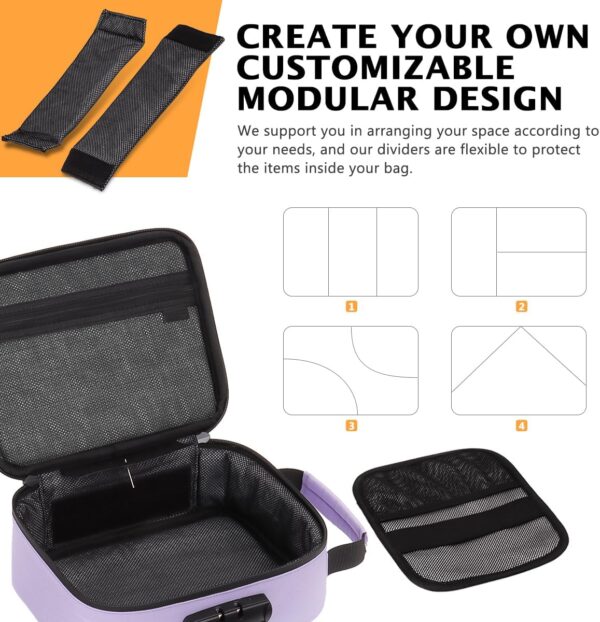 Smell Proof Bag with Combination Lock, Airtight Zippers Carbon Lining & Removable Dividers, Odor Proof Container for Smoking Accessories, Odorless Travel Box Blocks Out Strong Odors - Image 5