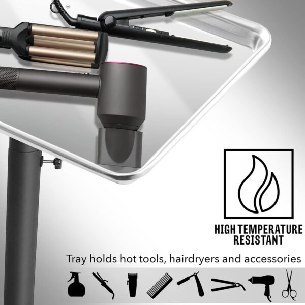 Saloniture Aluminum Salon Instrument Tray, Heavy-Duty Metal Rolling Base - Image 2